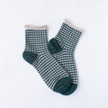 Picnic Plaid Crew Socks - Oatmeal Green