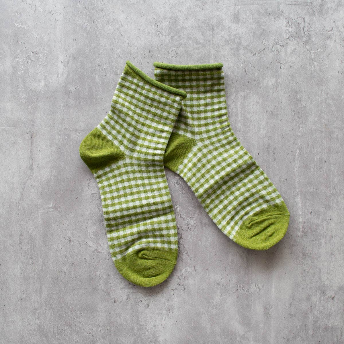 Picnic Plaid Crew Socks - Olive