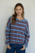 Piper Varsity Cardi - Dusty Blue