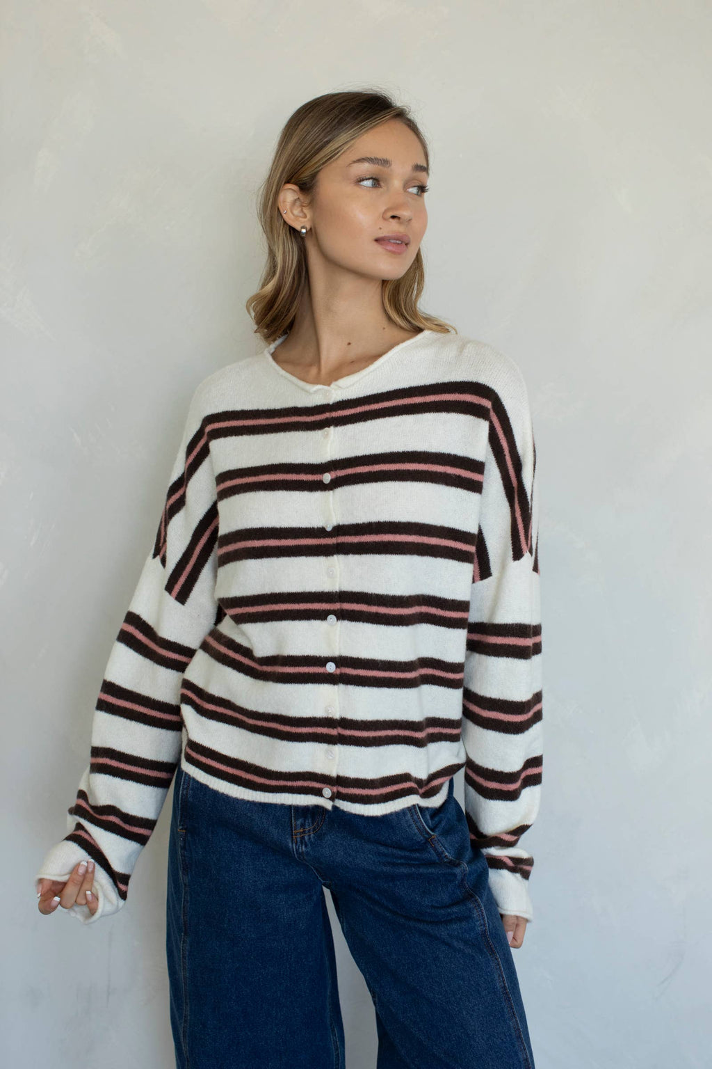 Piper Varsity Cardi - Ivory