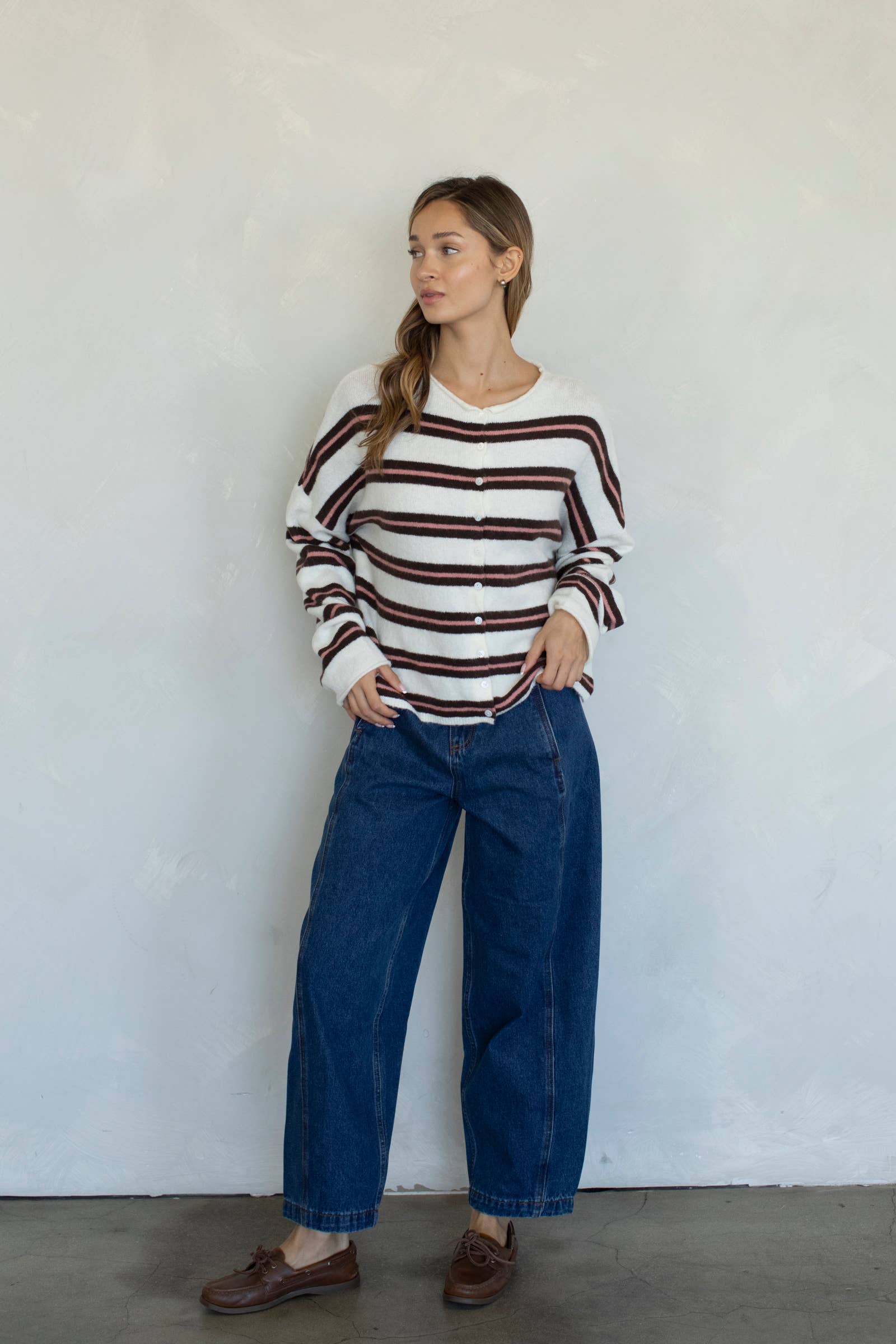 Piper Varsity Cardi - Ivory