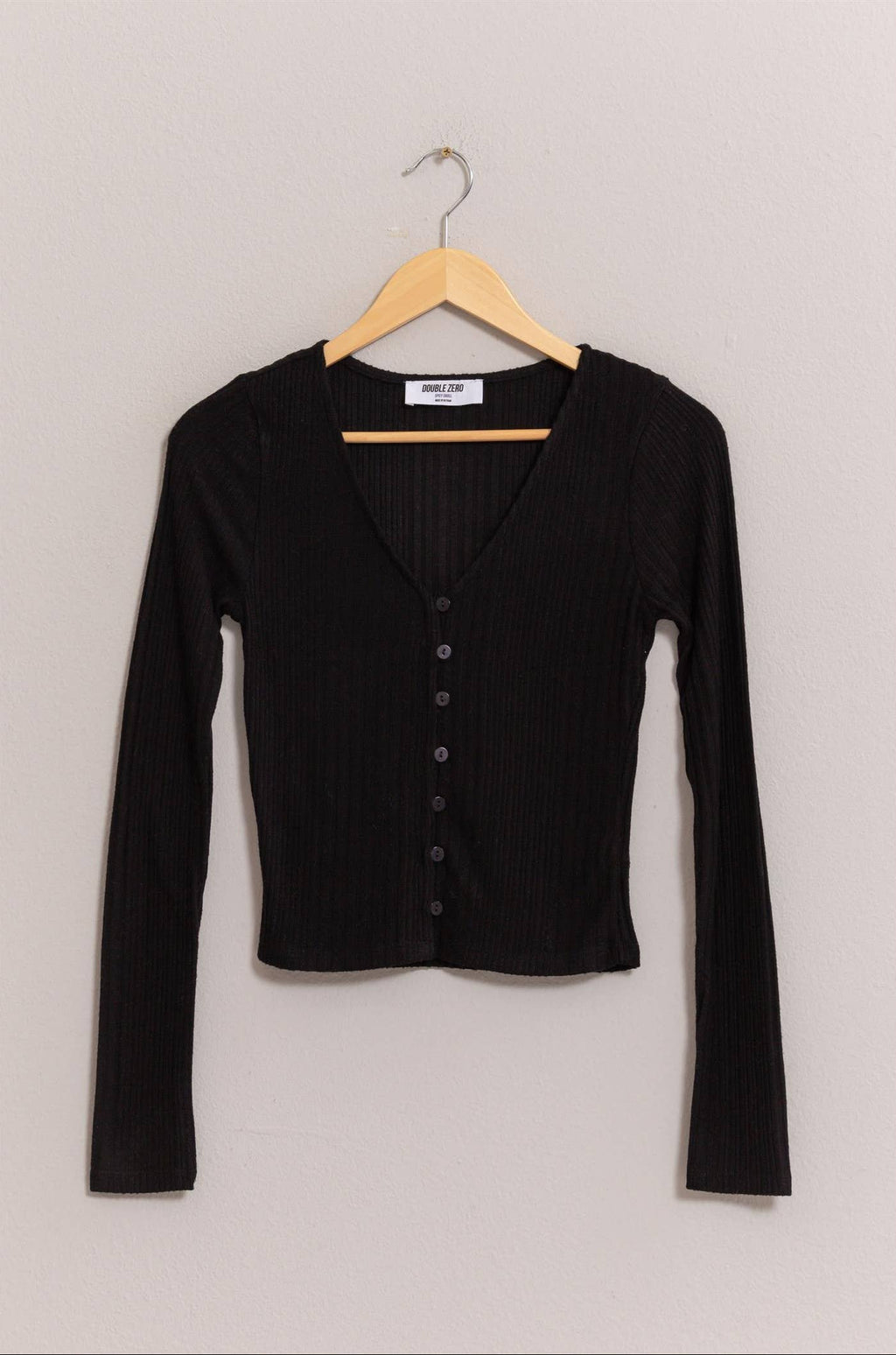 Ribbed Button Front Top