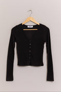 Ribbed Button Front Top