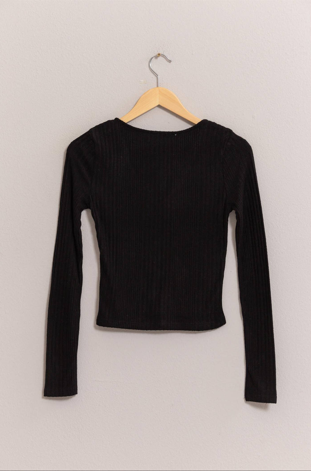 Ribbed Button Front Top