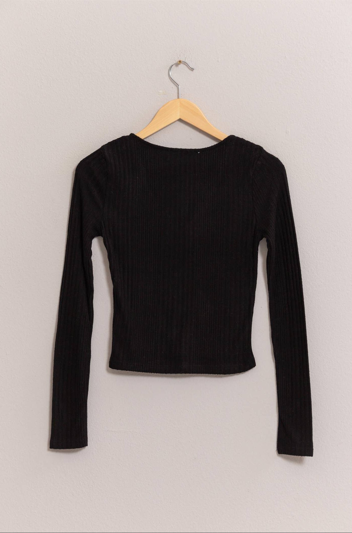Ribbed Button Front Top