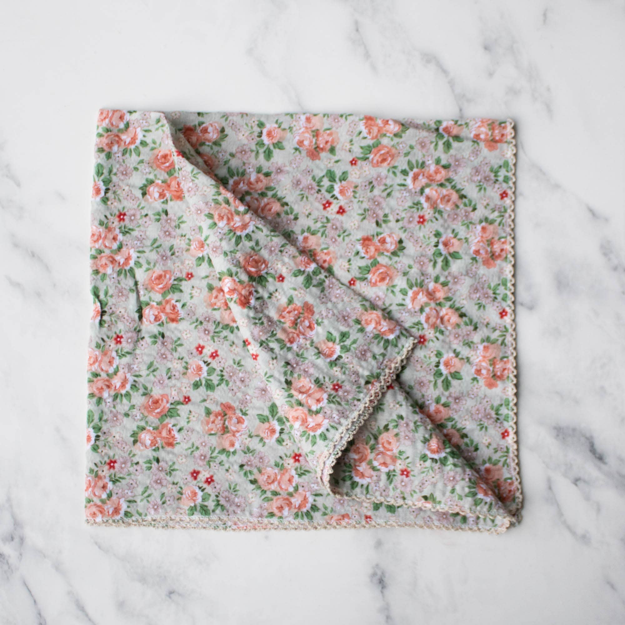 Rose Garden Scarf - Sage/Coral