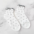 Ruffled Polka Dot Socks - White