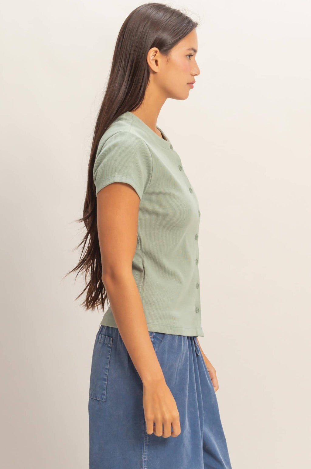 Sage Simplicity Ribbed Top