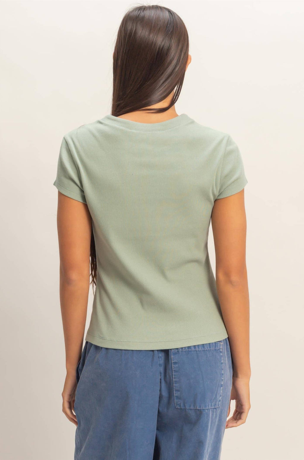 Sage Simplicity Ribbed Top