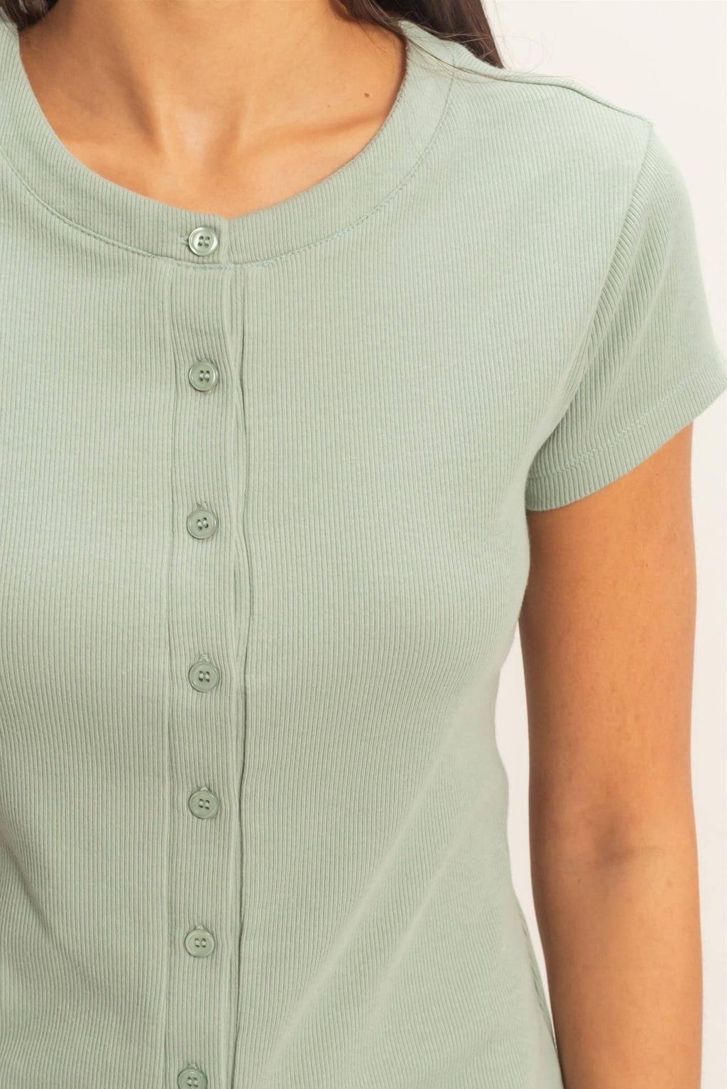 Sage Simplicity Ribbed Top
