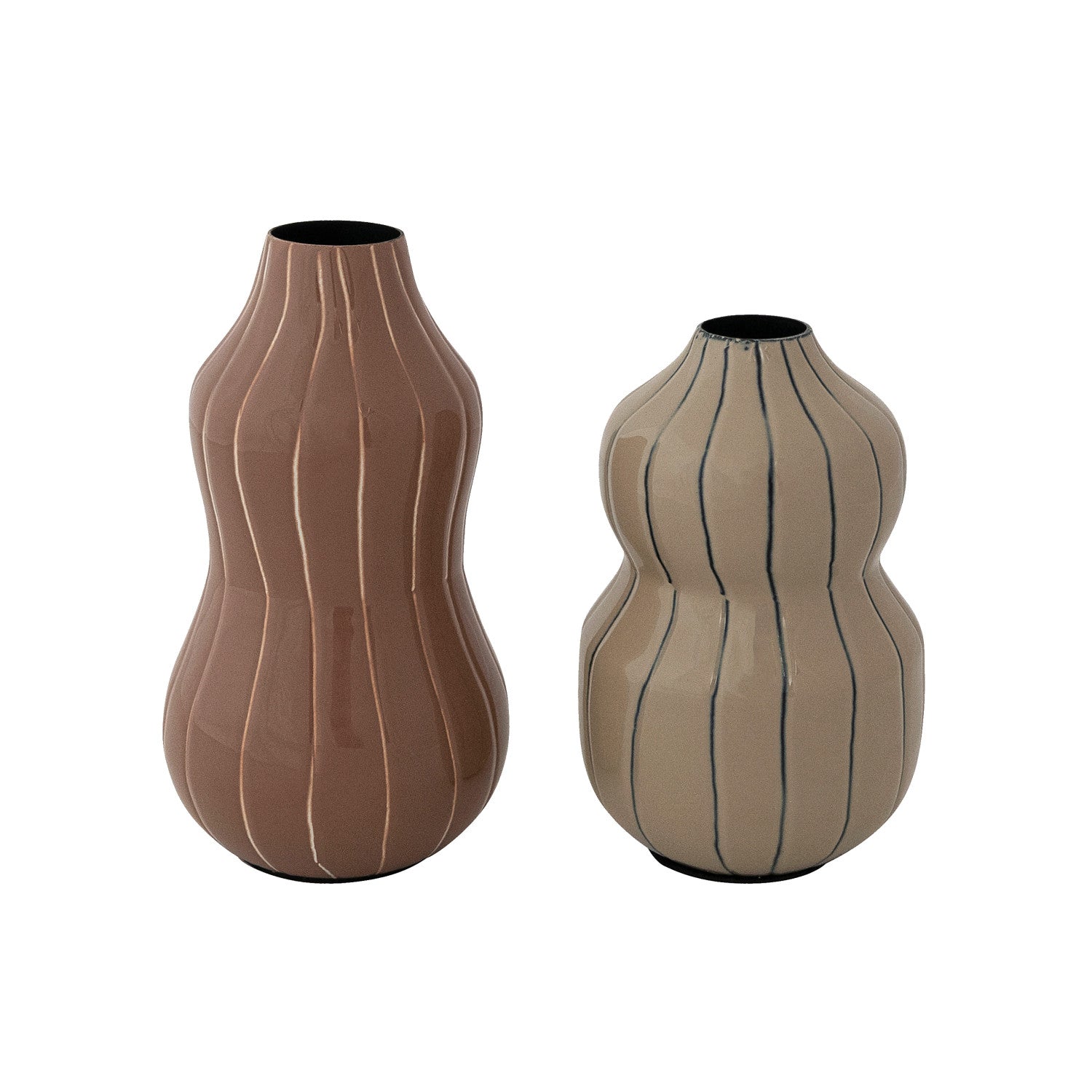 Striped Enameled Metal Vase - 2 colors