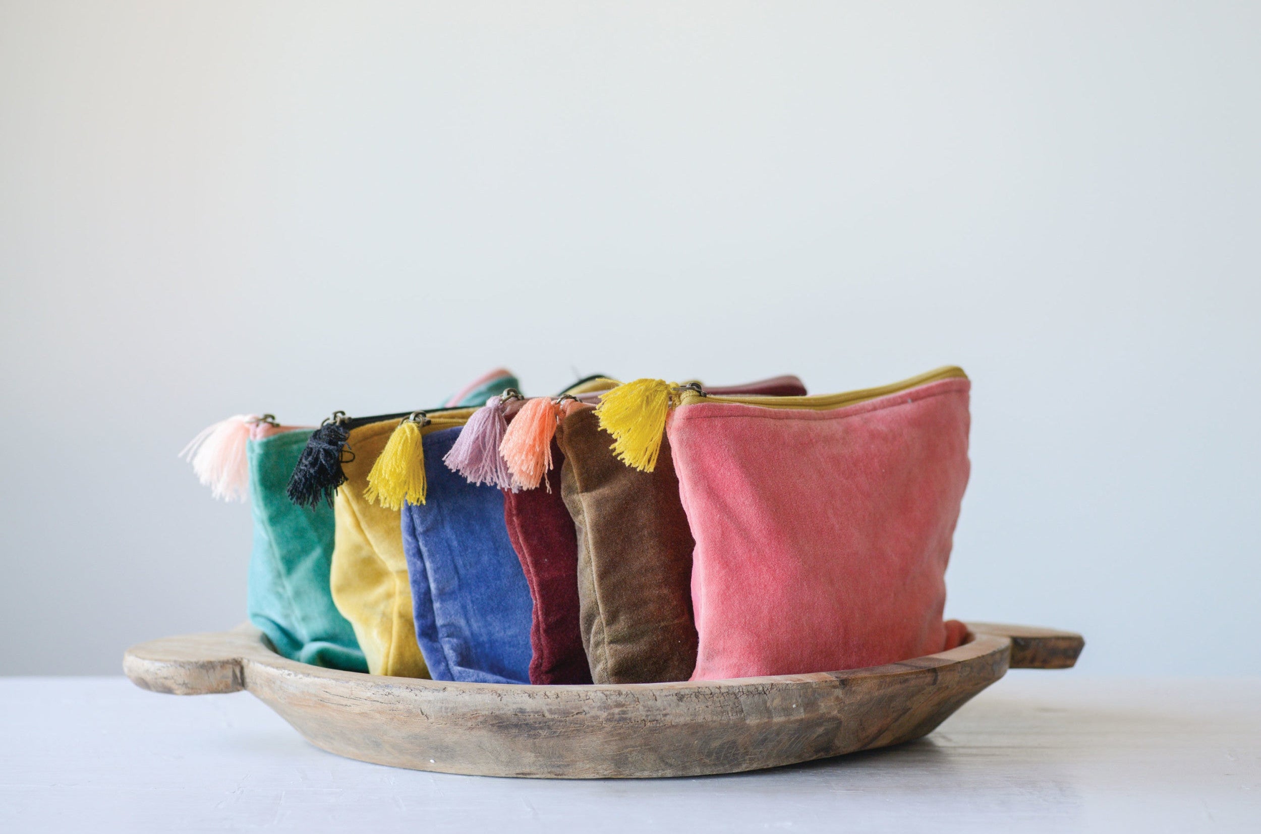 Velvet Zip Pouch with Tassel