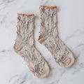 Vintage Floral Socks - Taupe/Rust