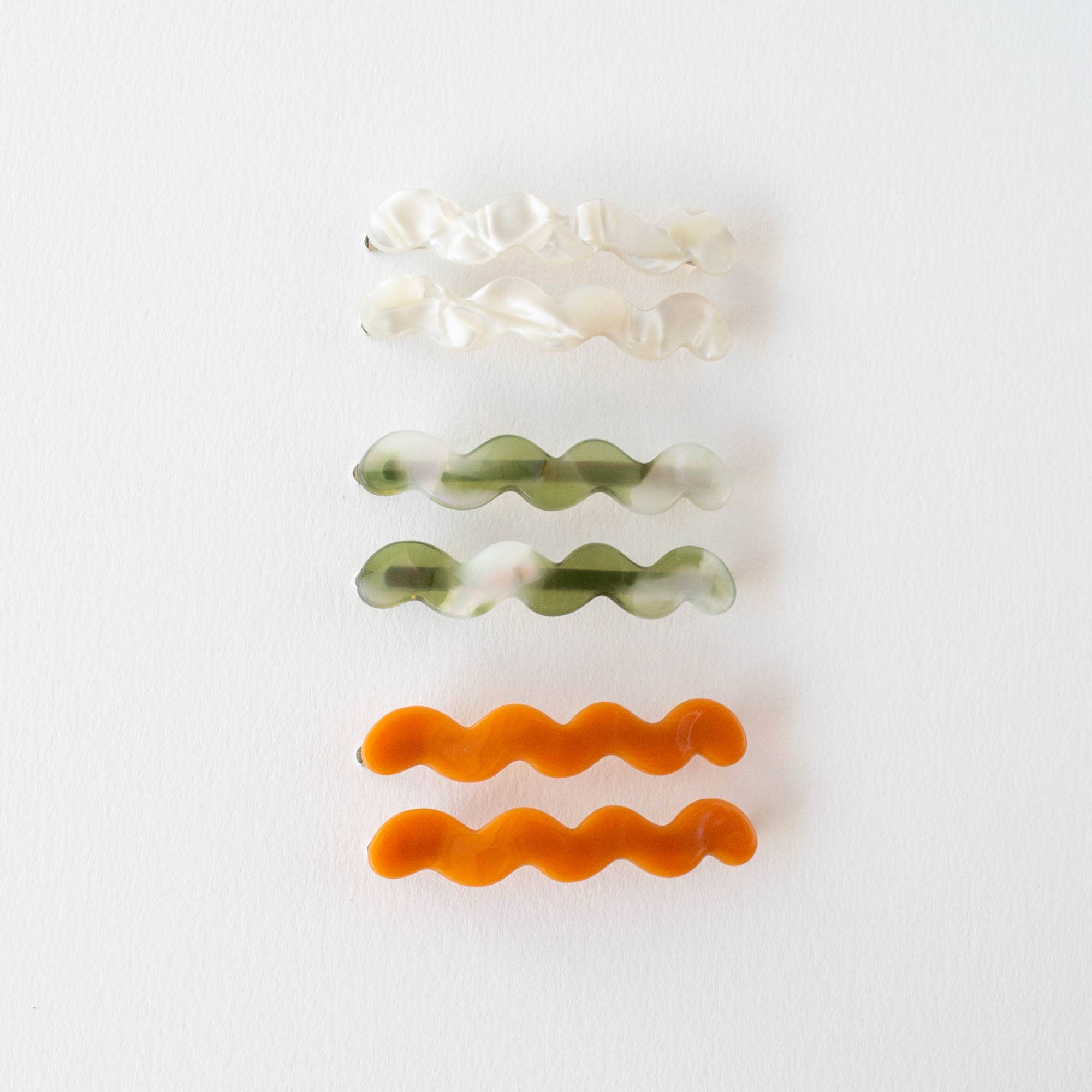 Wavy Hair Pin Set - Olive Pearl