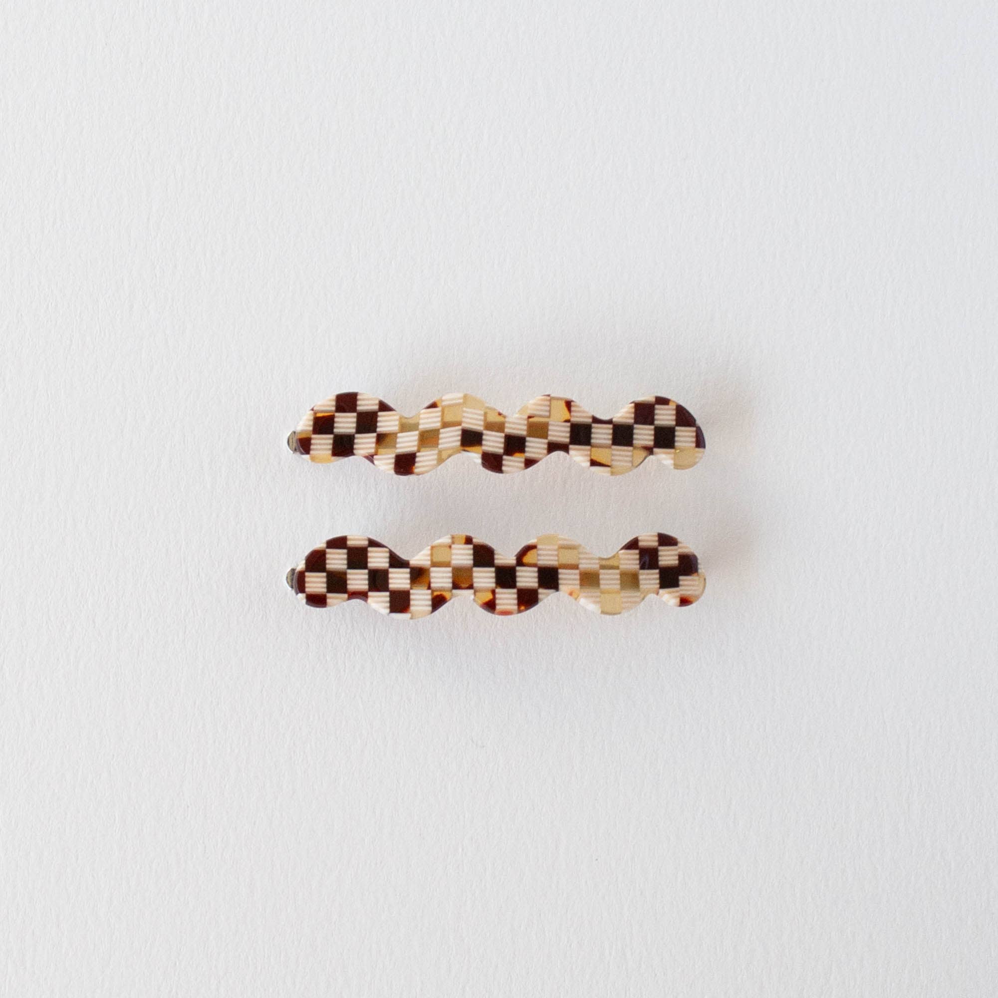 Wavy Hair Pin Set - Checkerboard