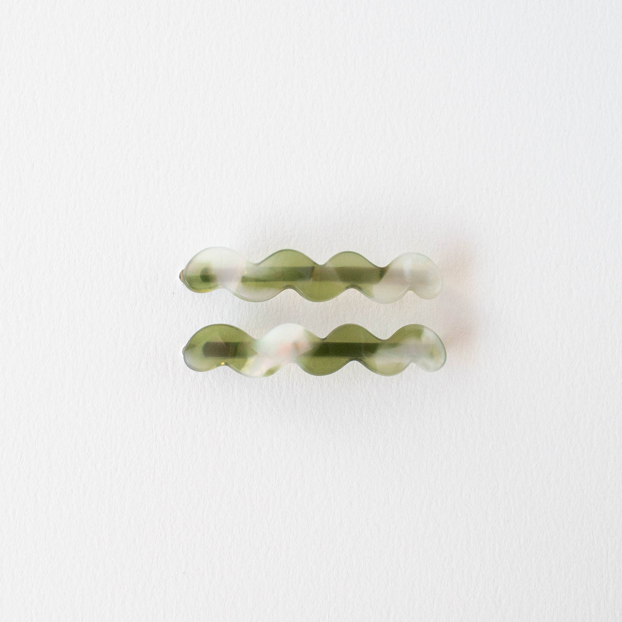 Wavy Hair Pin Set - Olive Pearl