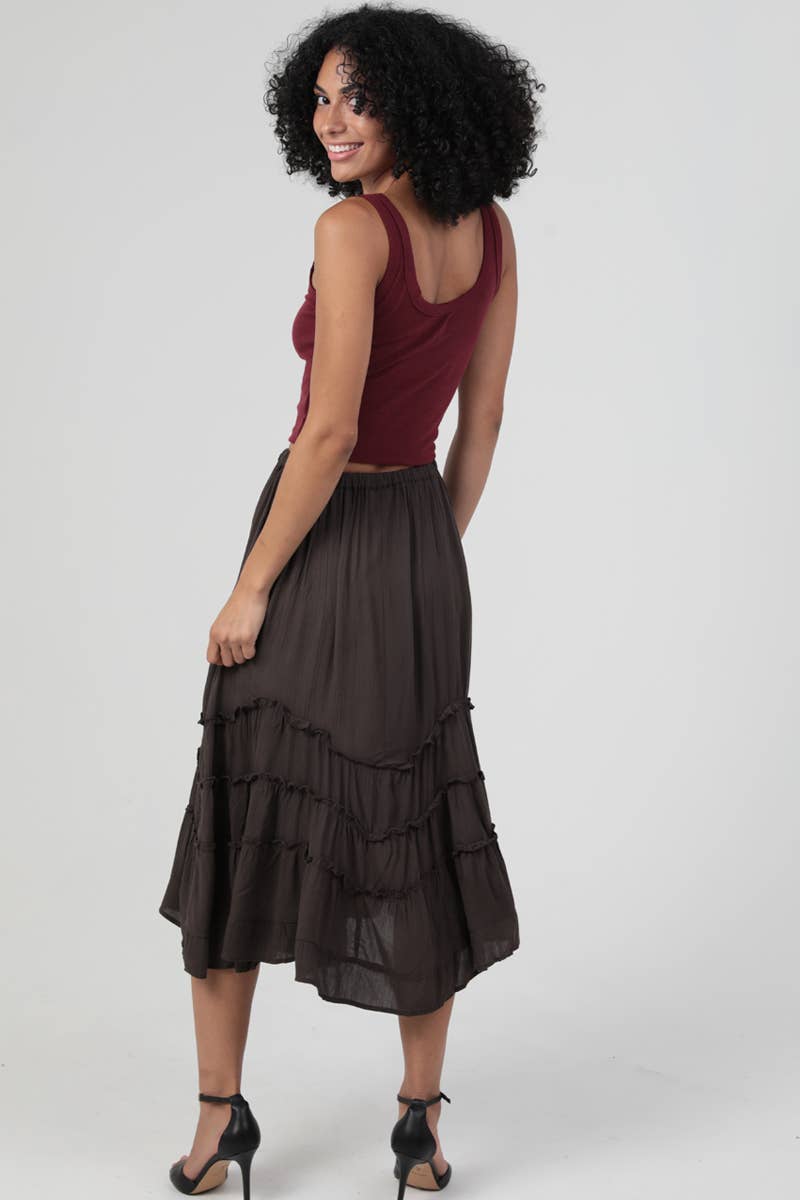Wavy Ruffle Maxi Skirt