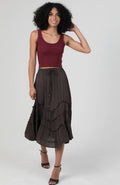 Wavy Ruffle Maxi Skirt