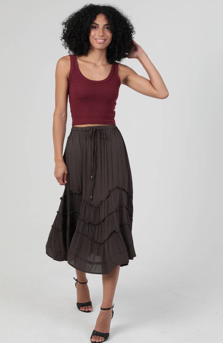 Wavy Ruffle Maxi Skirt