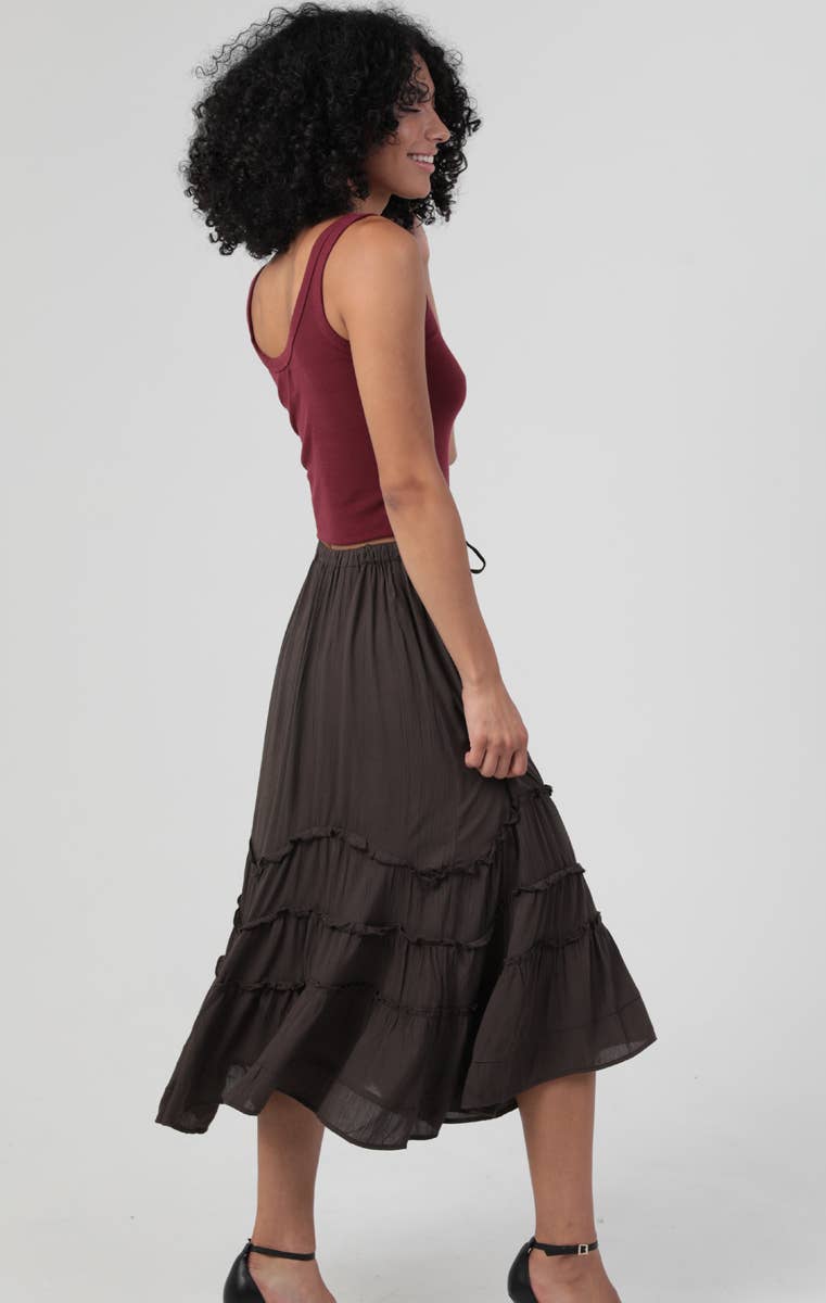 Wavy Ruffle Maxi Skirt
