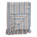 Sunday Blues Striped Fringe Throw