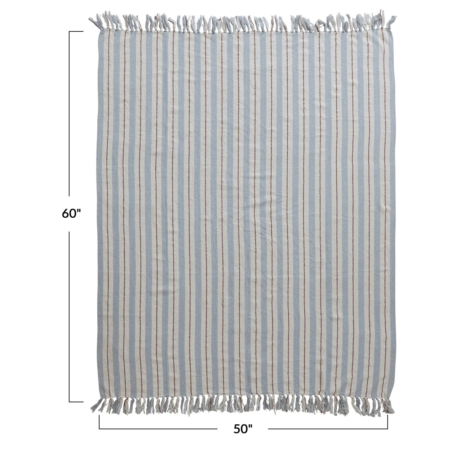 Sunday Blues Striped Fringe Throw