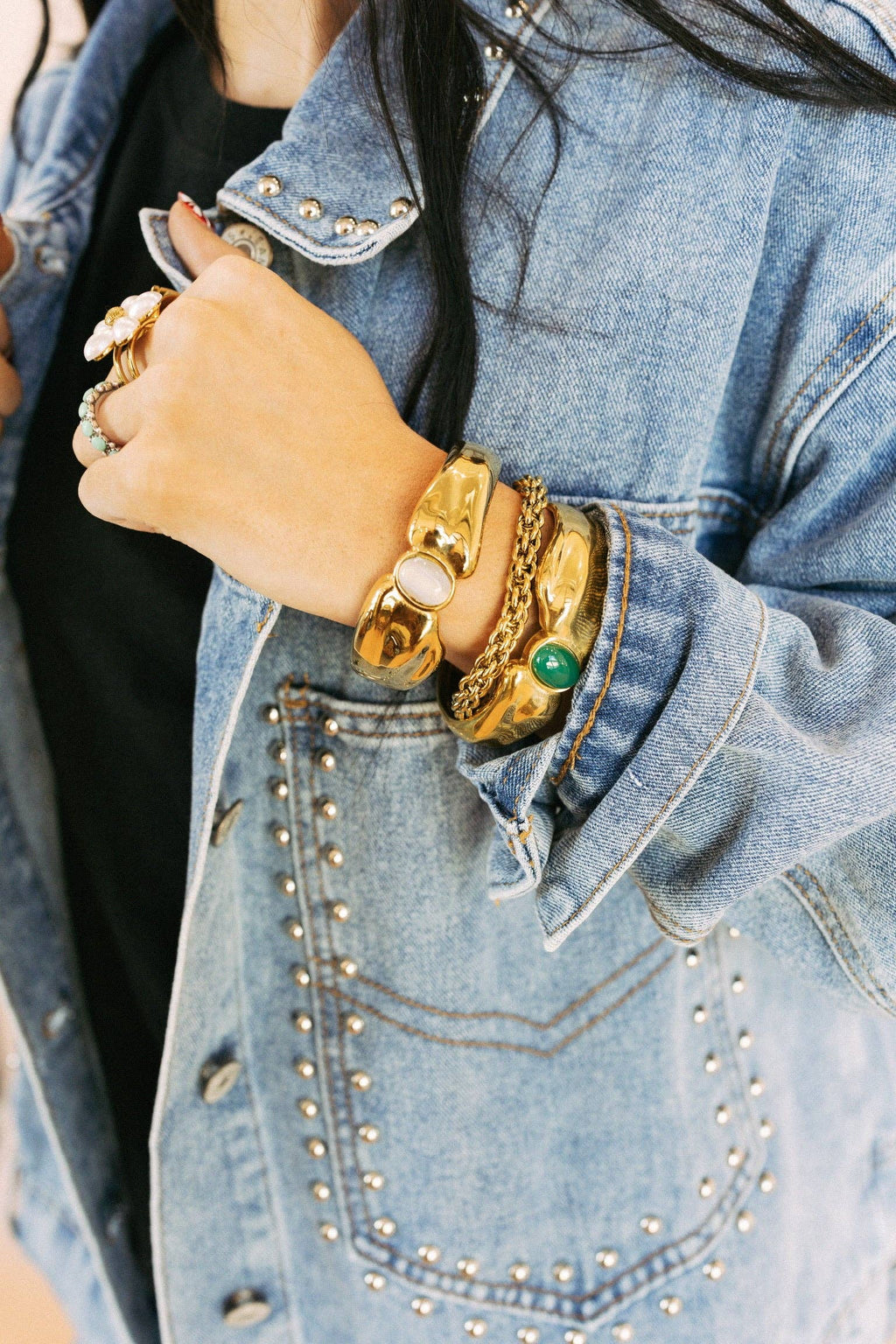 Beverly Gold Stone Cuff
