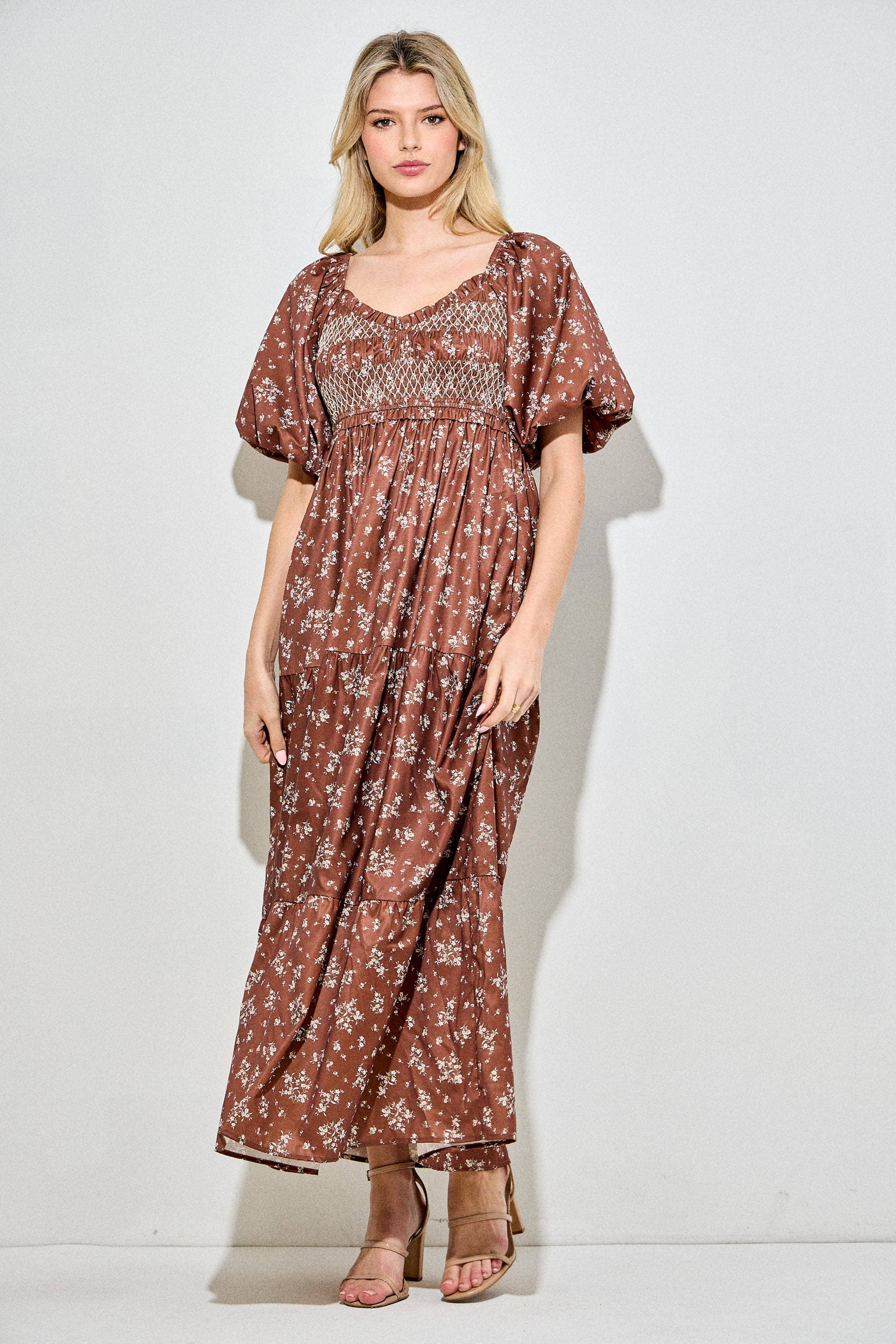 Fiona Floral Bubble Sleeve Maxi