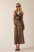 Leopard Black Lace Midi Dress