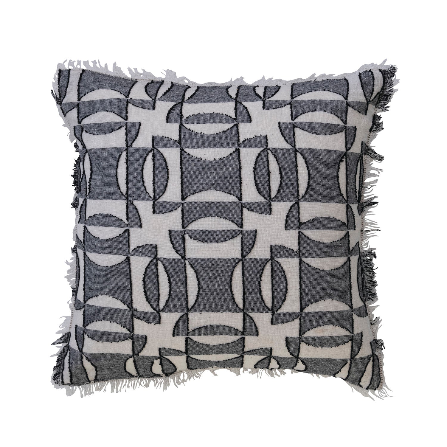 Geometric Square Woven Cotton Pillow