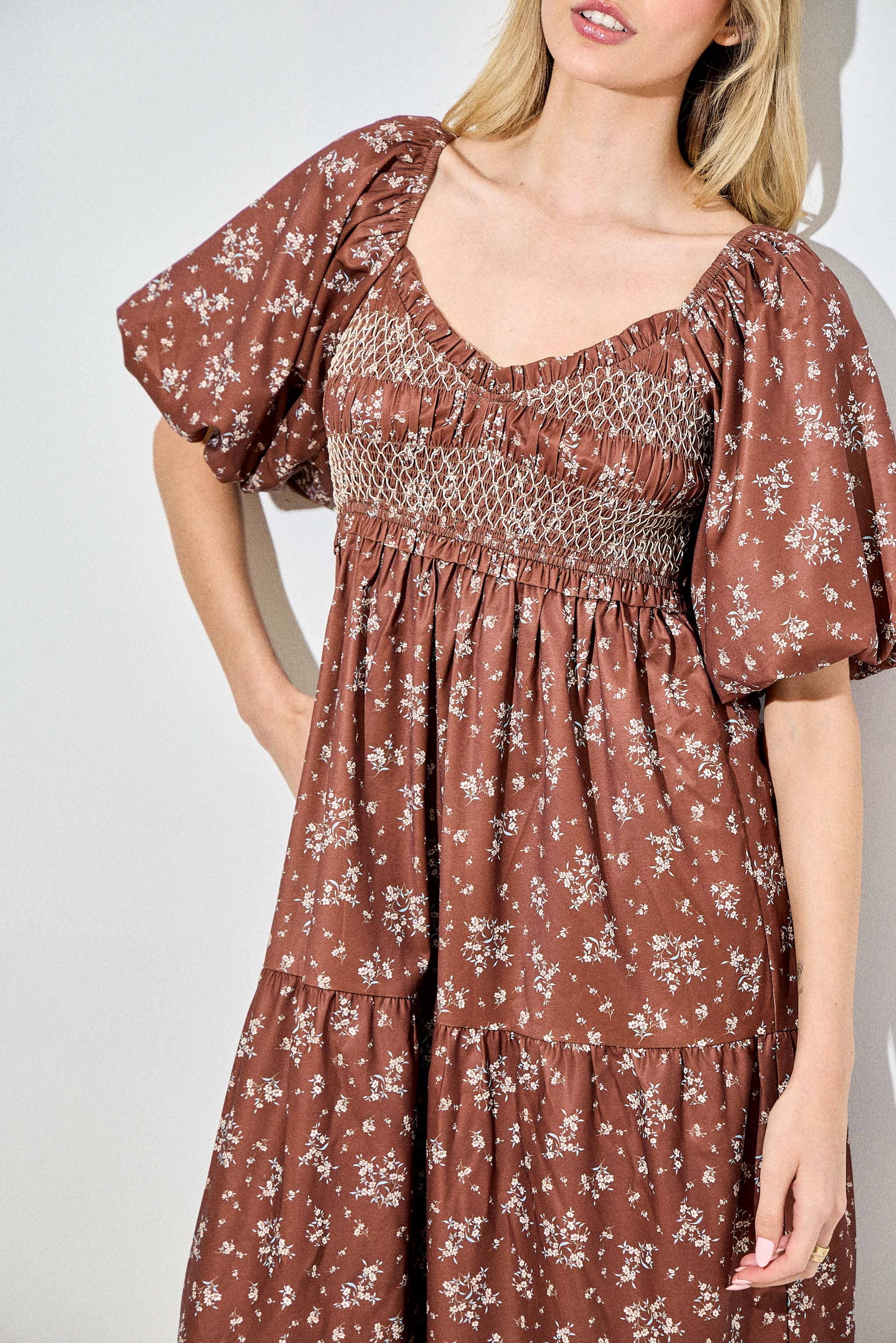 Fiona Floral Bubble Sleeve Maxi