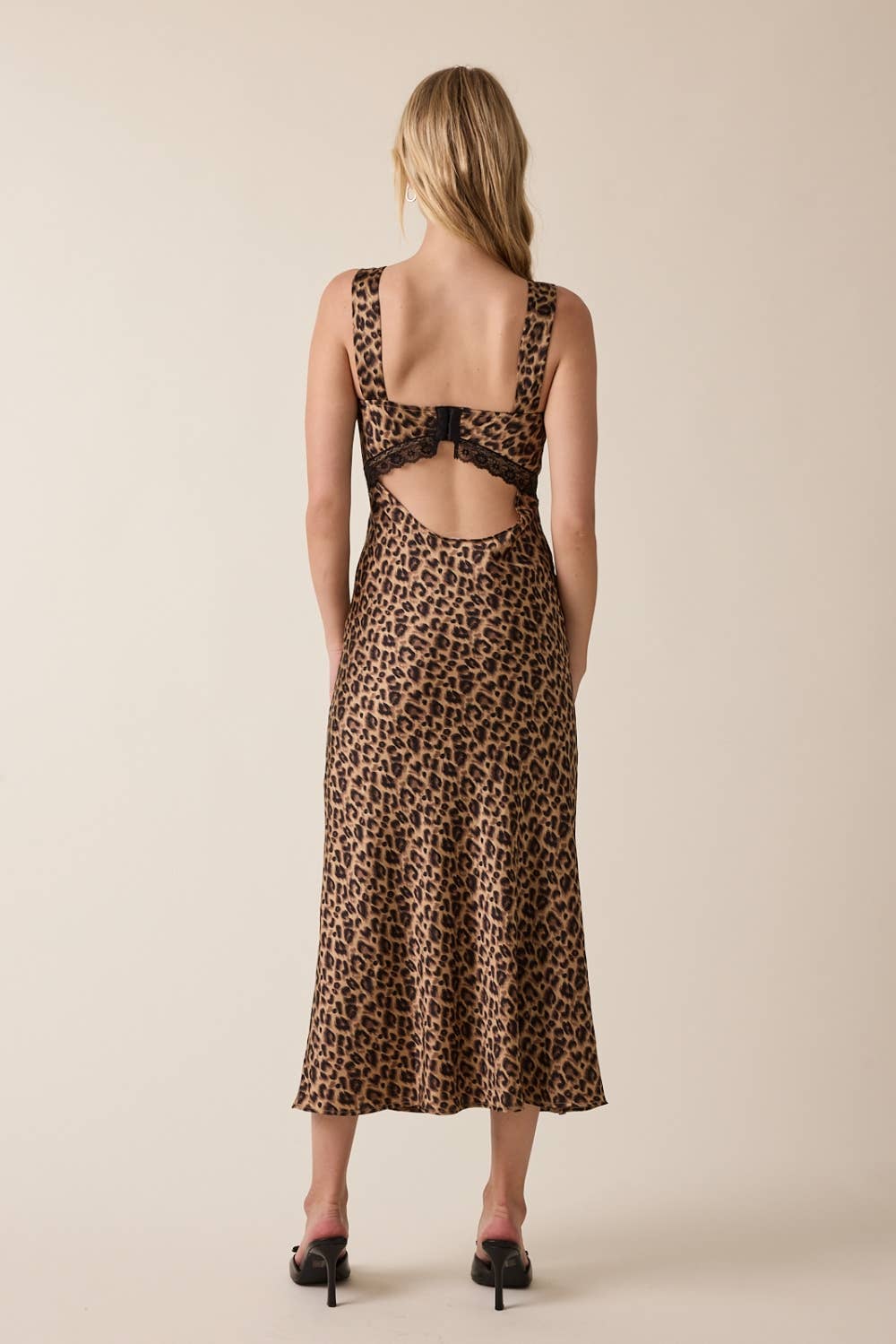 Leopard Black Lace Midi Dress