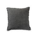 Square Stonewashed Linen Pillow With Fringe 20"