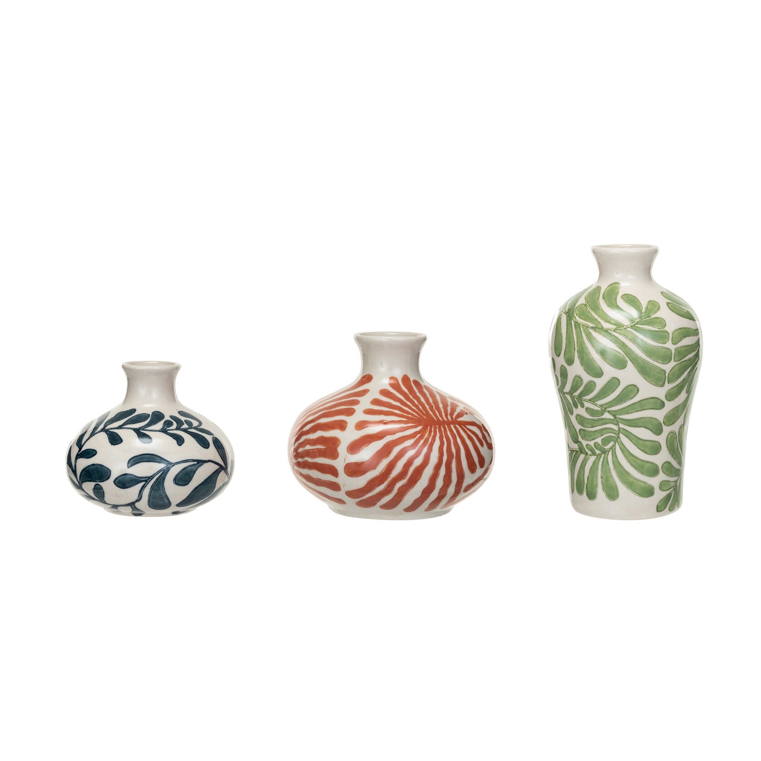 Hand-Painted Stoneware Vase, 3 colors