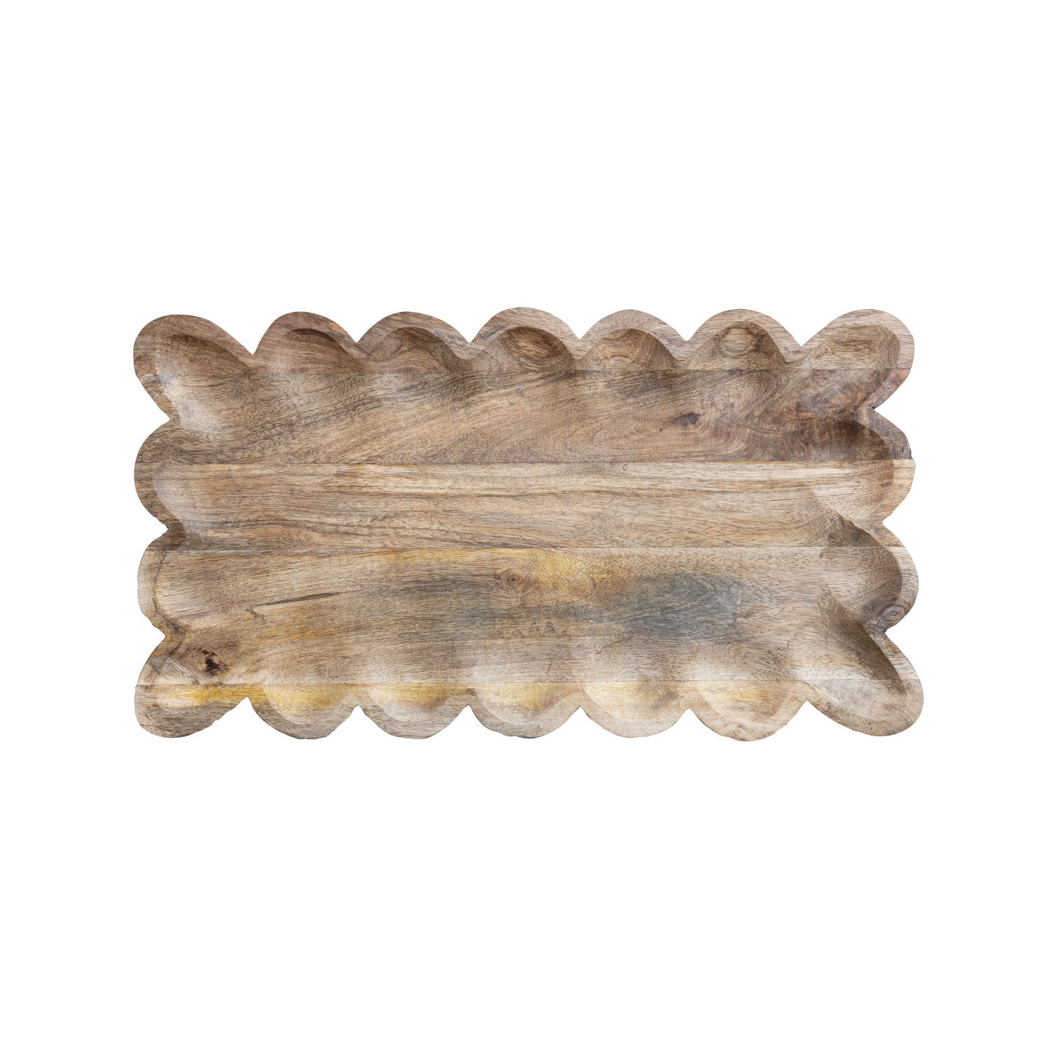 Mango Wood Tray With Scalloped Edges