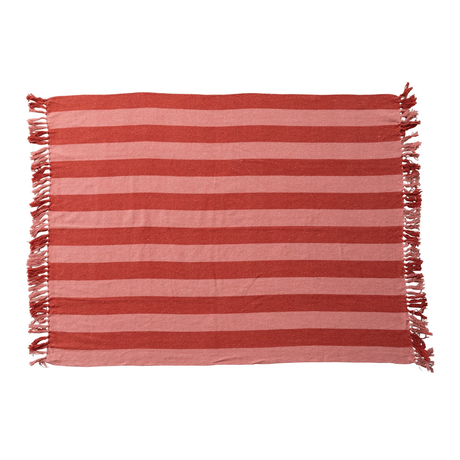 Woven Throw with Stripes & Fringes