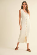 Buttondown Ribbed Knit Dress