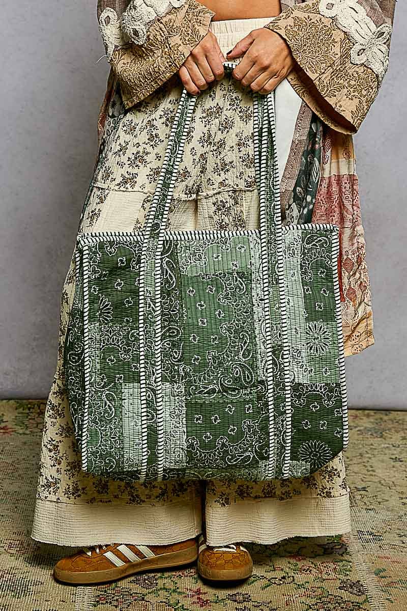 Quilted Green Tote